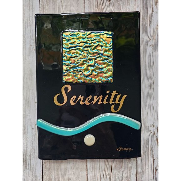 Bragg Art Glass Studio Fused Glass Wall Art "Serenity" 7"x 5" Diane Bragg Signed